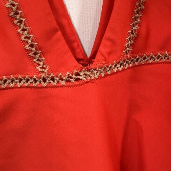 New Ellejay Swim wear Aubrey Red Orange Plunging V 1 Piece Bathing Suit Medium - Picture 7 of 10